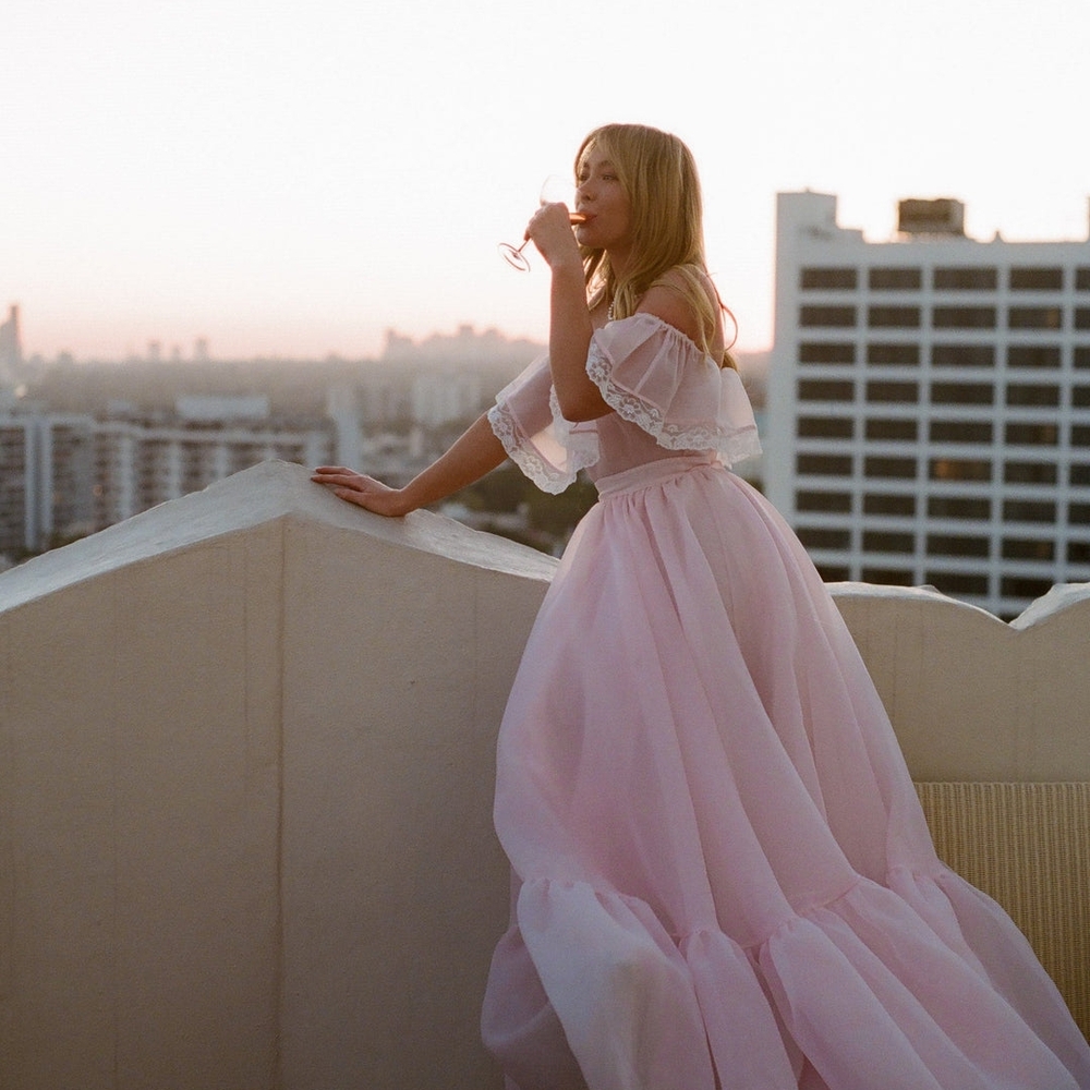 Elegant Pink Off-Shoulder Gown
